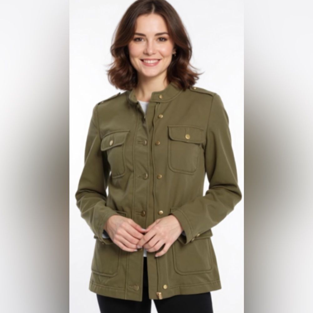 Draper James Green Cotton Utility Jacket Size XS